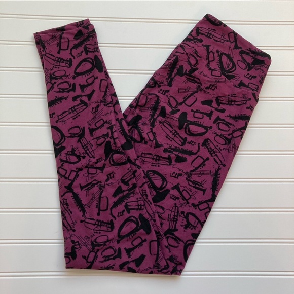 NWT LulaRoe OS Leggings band instruments sax trumpet Women’s One Size New LLR - Picture 1 of 3